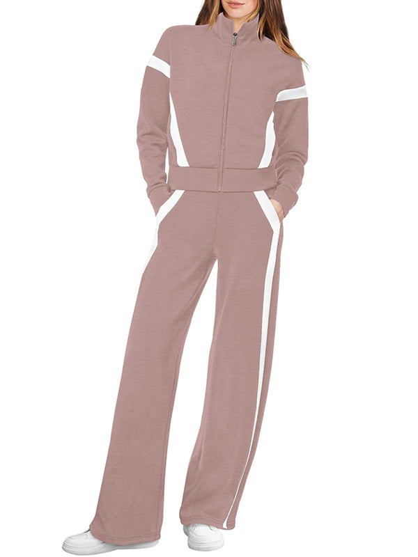 NEW π₯ Women's Cotton Two-Piece Pinstripe Outfits Sweatshirt Wide Leg Sweatpants Casual Set