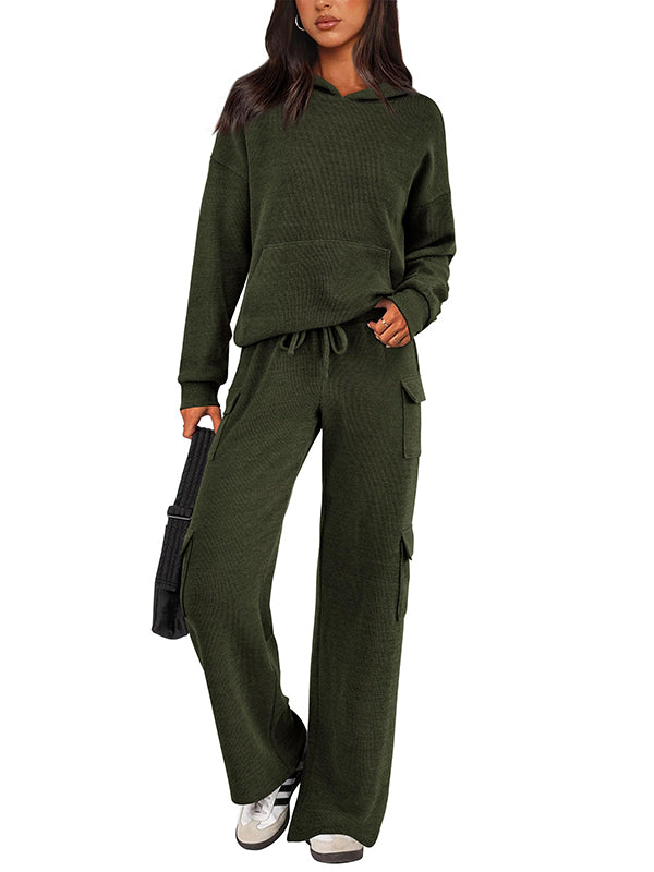 NEW π₯ Women's Cotton Two Piece Crew Neck Hooded Sweatshirt Work Pants Casual Set