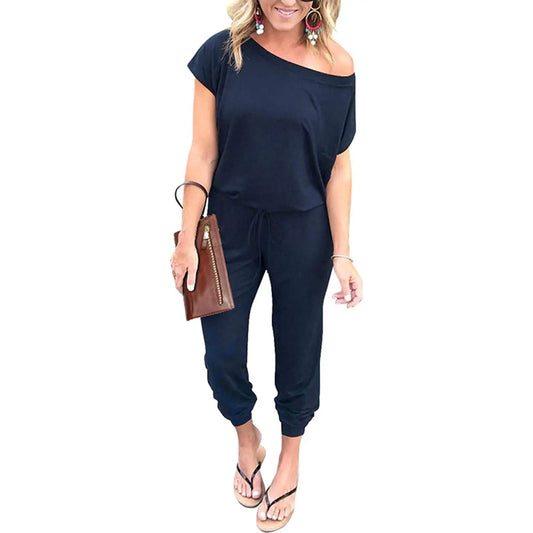 ✨✨Women's Jumpsuit Plus Size S-XXXL Off-Shoulder Elastic Waist Stretchy Loose Minimalist Comfy Clothes Casual Outdoor Lightweight Romper - Fabric - Womenswear Pants Style