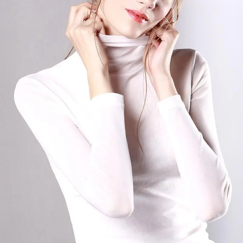 πWomen's 5-Piece Modal Fabric Turtleneck Shirt Set - Slim Fit Long Sleeve Casual Tops