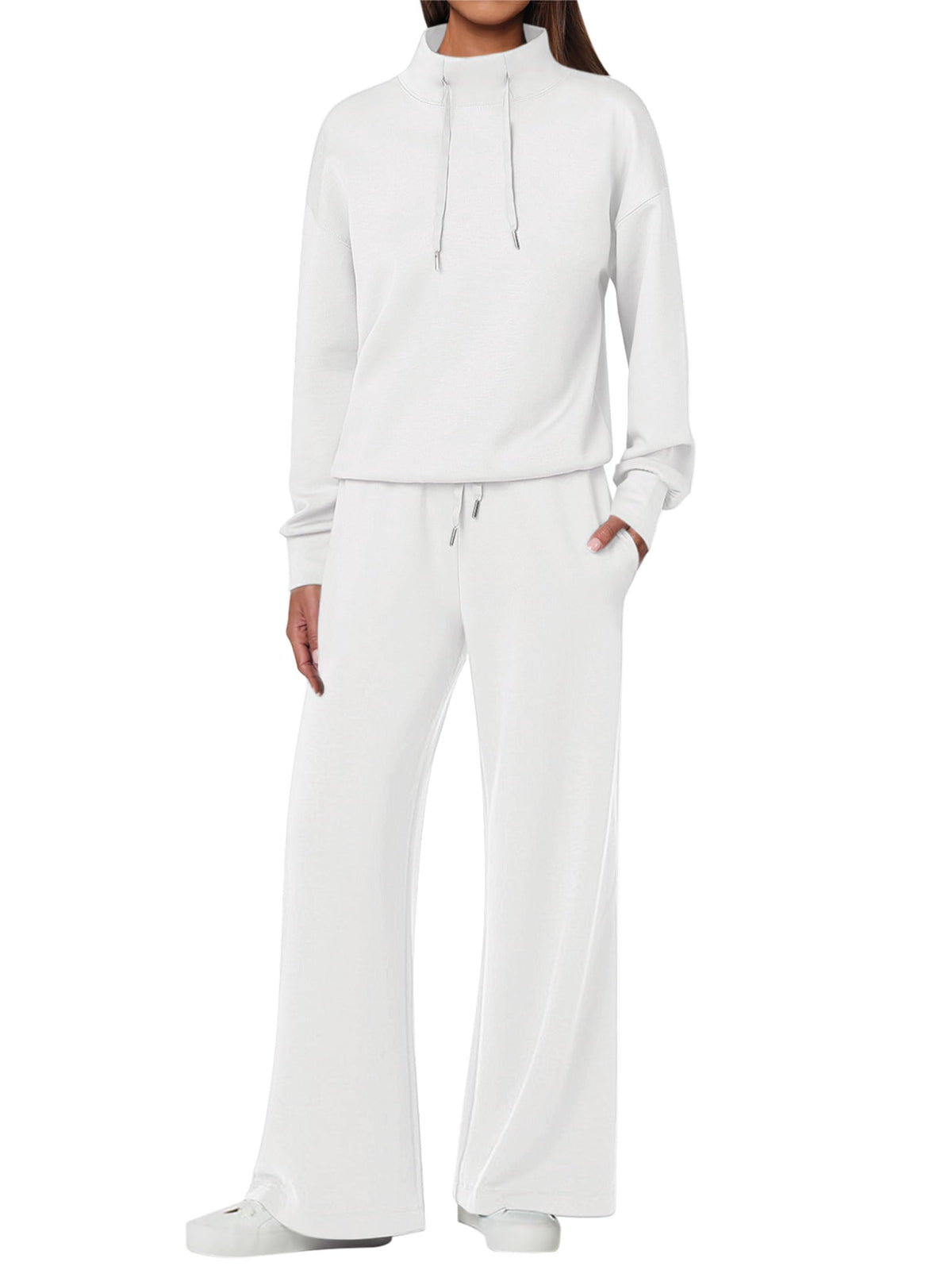 NEW π₯ Women's Cotton Two-Piece Oversized Drawstring Sweatshirt Wide Leg Sweatpants Casual Set