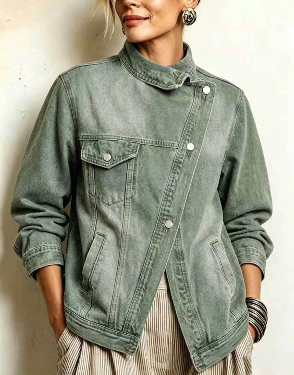 π€²LAST DAY SAVE 49% β°Oversized Denim Jacket With Irregular Wash