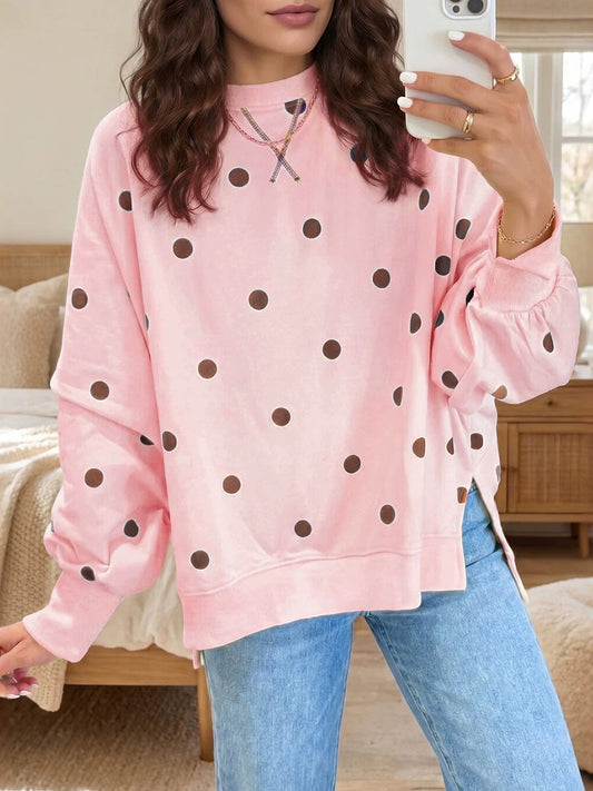 💛Chic Sunshine Yellow & Blue Polka Dot Sweatshirt