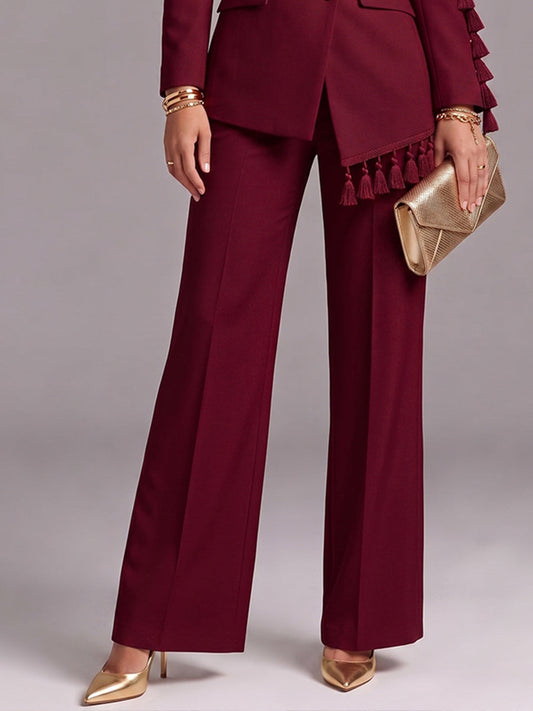 🤲LAST DAY SAVE 49% ⏰Elegant Tassel Trim Blazer & Wide-Leg Pants Set