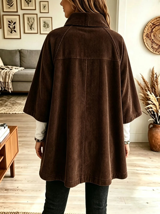 πLAST DAY SAVE 49% β°Women's Stand Collar Oversized Corduroy Poncho Coat