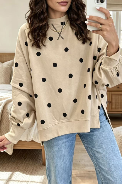 💛Chic Sunshine Yellow & Blue Polka Dot Sweatshirt