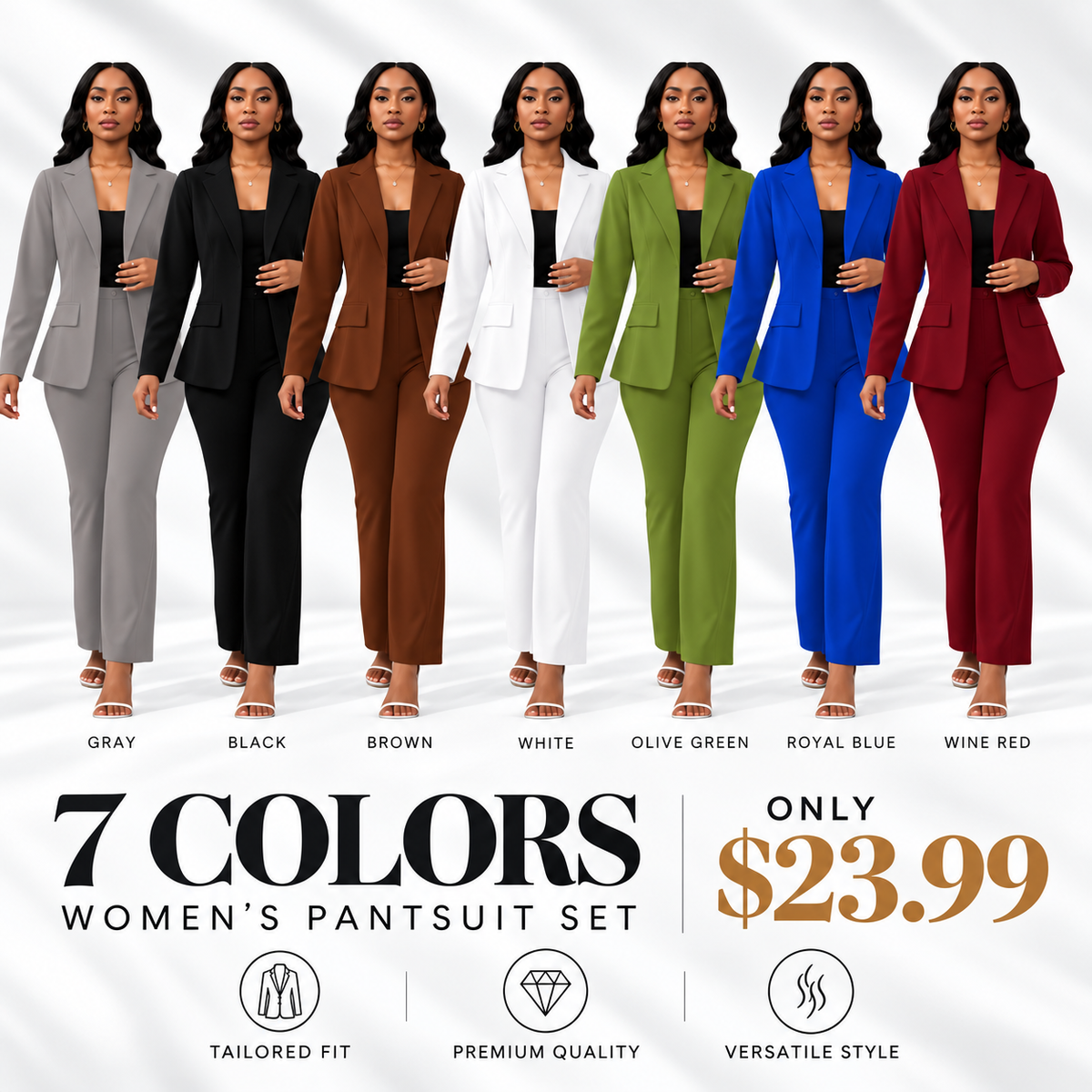 💚Women's elegant business solid color long-sleeved two-piece suit