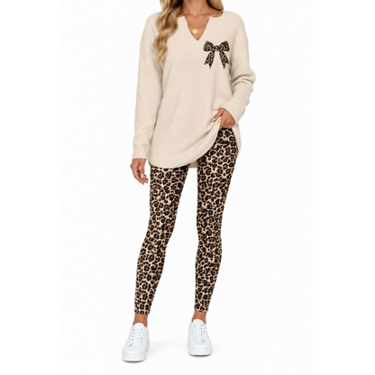 💚Women's 2-Piece Lounge Set – Long Sleeve Top & Plaid Leggings
