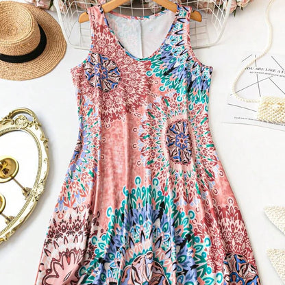 ✨✨Summer Hot Sale🌸Casual Sleeveless A-Line Printed Summer Dress