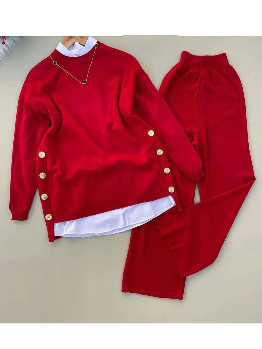 Women's Comfortable Pullover Sweater And Pants Two-piece Set