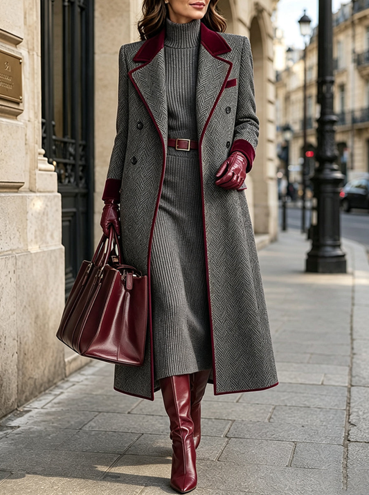💛LAST DAY SAVE 49% ⏰Elegant Herringbone Wool-blend Long Coat