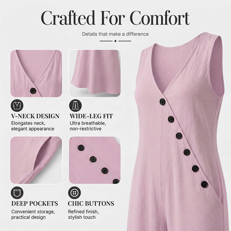 ✨✨Women's Sleeveless V-Neck Jumpsuit with Pockets