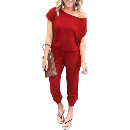 ✨✨Women's Jumpsuit Plus Size S-XXXL Off-Shoulder Elastic Waist Stretchy Loose Minimalist Comfy Clothes Casual Outdoor Lightweight Romper - Fabric - Womenswear Pants Style