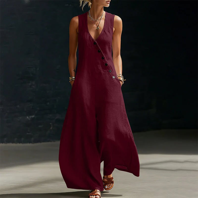 ✨✨Women's Sleeveless V-Neck Jumpsuit with Pockets
