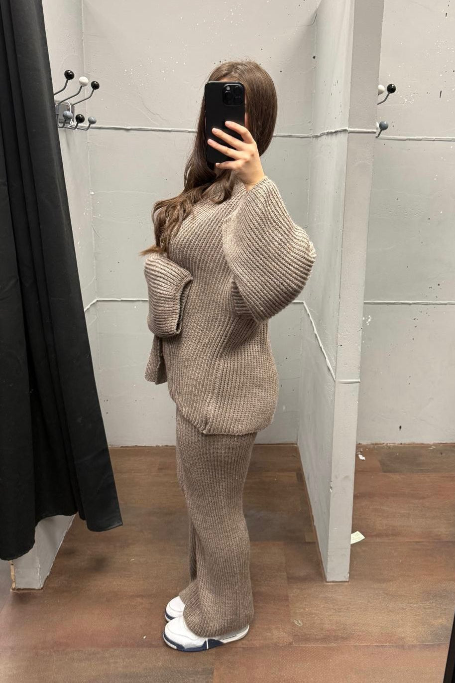 💚Loungewear Set - Oversize Strickset Cardigan & Weite Hose