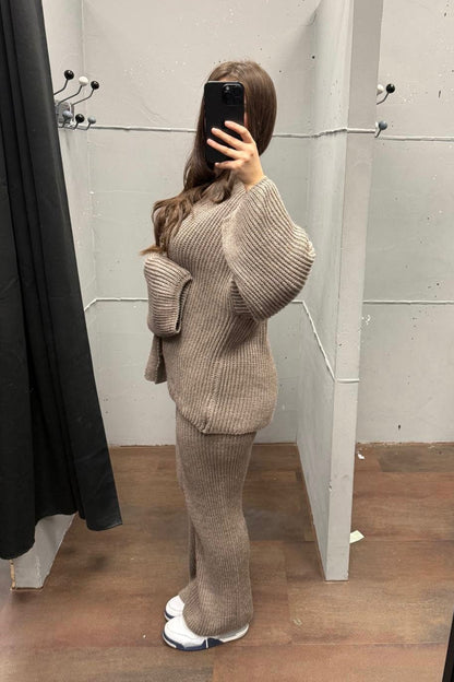 💚Loungewear Set - Oversize Strickset Cardigan & Weite Hose