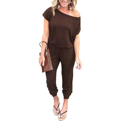 ✨✨Women's Jumpsuit Plus Size S-XXXL Off-Shoulder Elastic Waist Stretchy Loose Minimalist Comfy Clothes Casual Outdoor Lightweight Romper - Fabric - Womenswear Pants Style