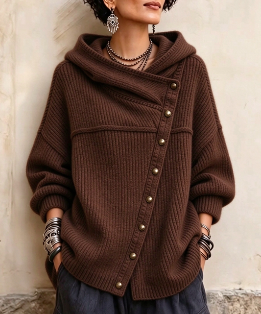 💛LAST DAY SAVE 49% ⏰Women's Oversized Hooded Knit Jacket Fall Casual Sweater Coat+🔥Free necklace