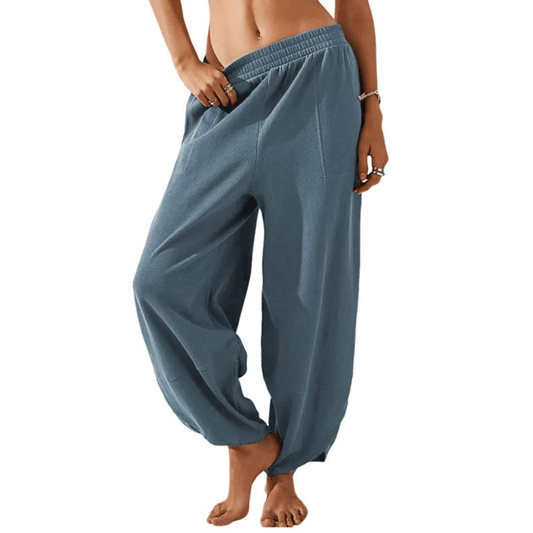 ✨✨Womens Baggy Wide Leg Pants Casual Elastic Waisted Palazzo Harem Pants with Pockets