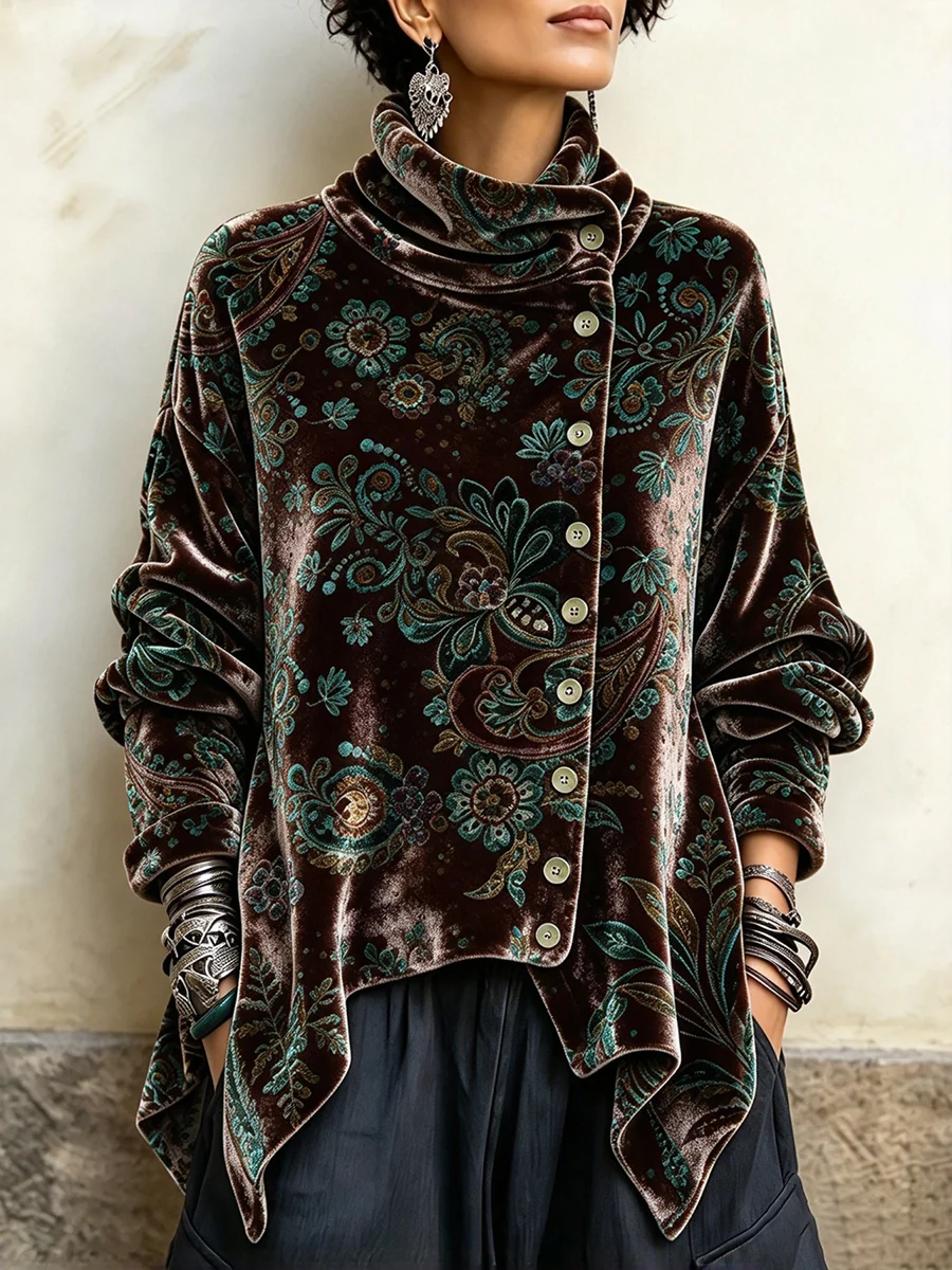 🤲LAST DAY SAVE 49% 🌸🤎 Polka Dot Velvet Cowl Neck Tunic
