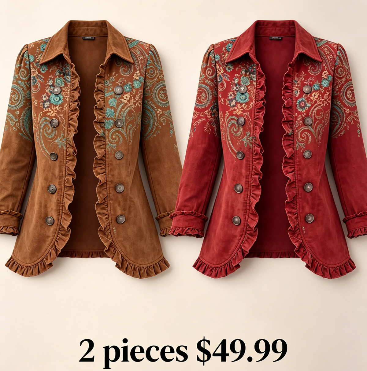 💛LAST DAY SAVE 49% ⏰Bohemian Paisley Ruffle Jacket