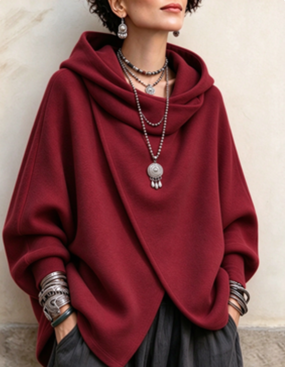 🤲LAST DAY SAVE 49% ⏰Cozy Vibrant Asymmetric Orange Versized Hooded Sweatshirt