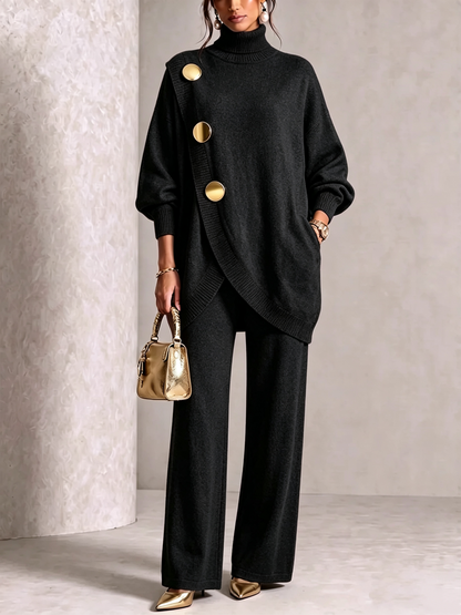 🤲💥 Elegant Knit Asymmetrical Button Set