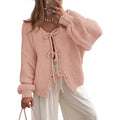 ✨✨Women's Tie Front Bow Cardigan Sweaters Chunky Knit Long Puff Sleeve Trendy Fall Winter Jacket Coats