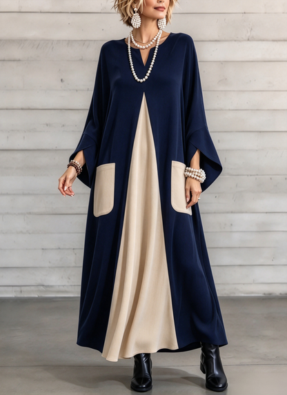 🤲LAST DAY SAVE 49% ⏰Elegant Artistic Cut Color-block Velvet Dress