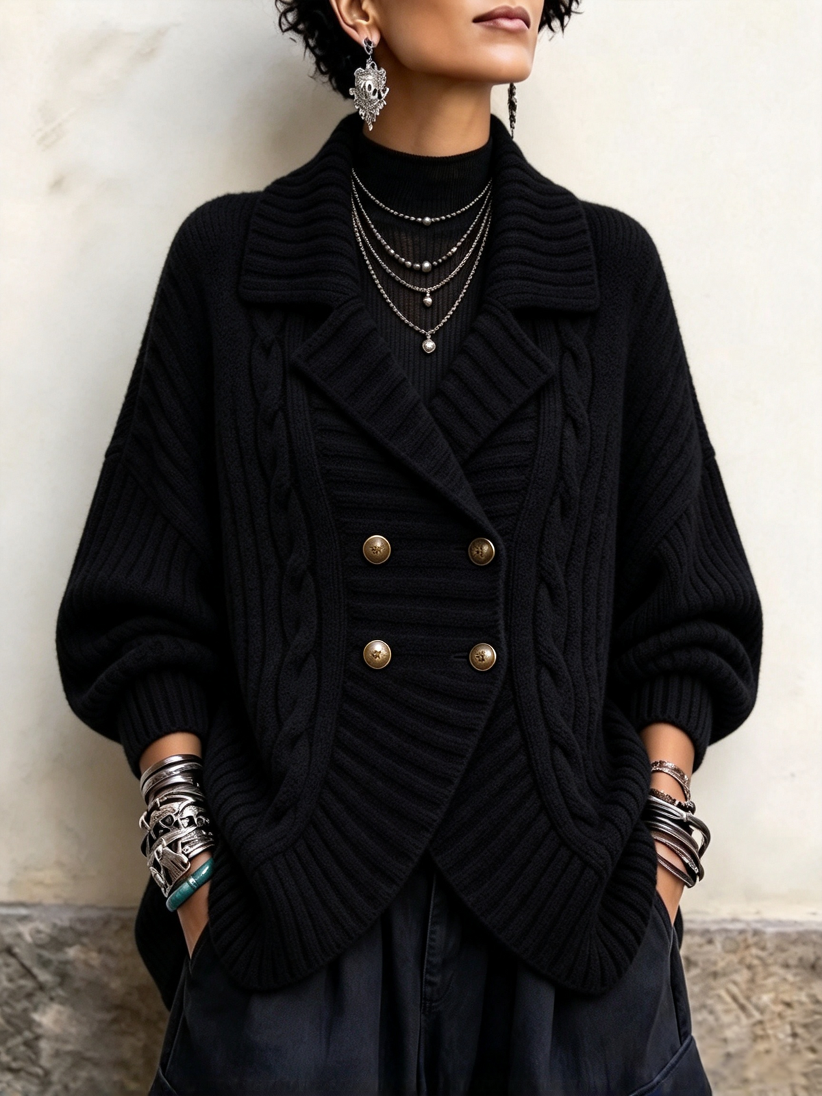 🤲LAST DAY SAVE 49% ⏰Cable-knit Double-breasted Cardigan
