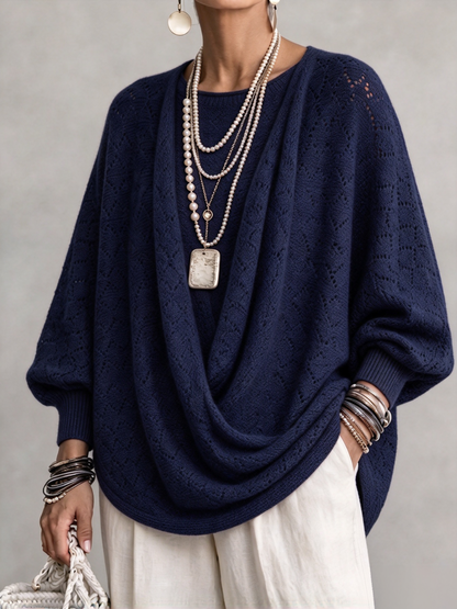 💛LAST DAY SAVE 49% ⏰Knit Top With A Cowl Neck, Cut-out Details, And Lantern Sleeves.