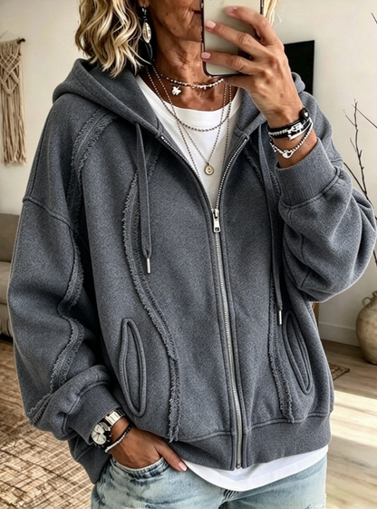 💛LAST DAY SAVE 49% ⏰Casual Raw-edge Zip-up Hoodie