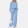 ✨✨Women's Casual 2-Piece Sweatsuit Set - Half Zip Pullover Sweatshirt & Wide Leg Pants with Drawstring - Matching Tops & Sweatpants for Comfort