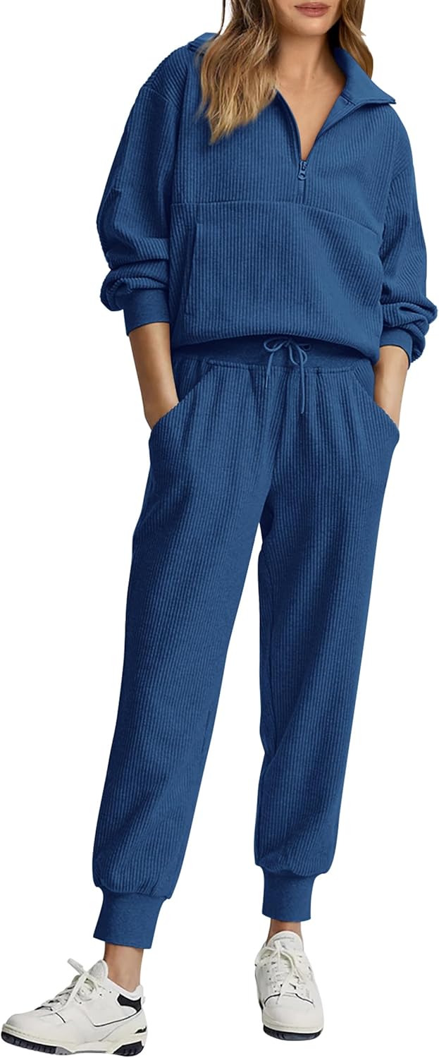 NEW 🔥 Women's Cotton 2-Piece Oversized Drawstring Sweatshirt Set
