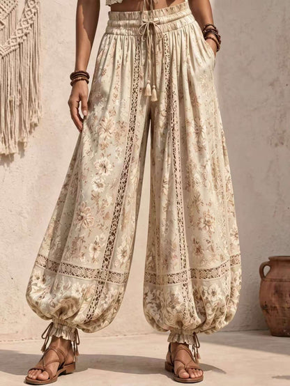 🤲LAST DAY SAVE 49% ⏰Bohemian Floral Lace-Inset Lantern Pants