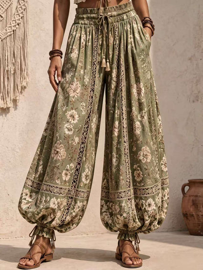 🤲LAST DAY SAVE 49% ⏰Bohemian Floral Lace-Inset Lantern Pants