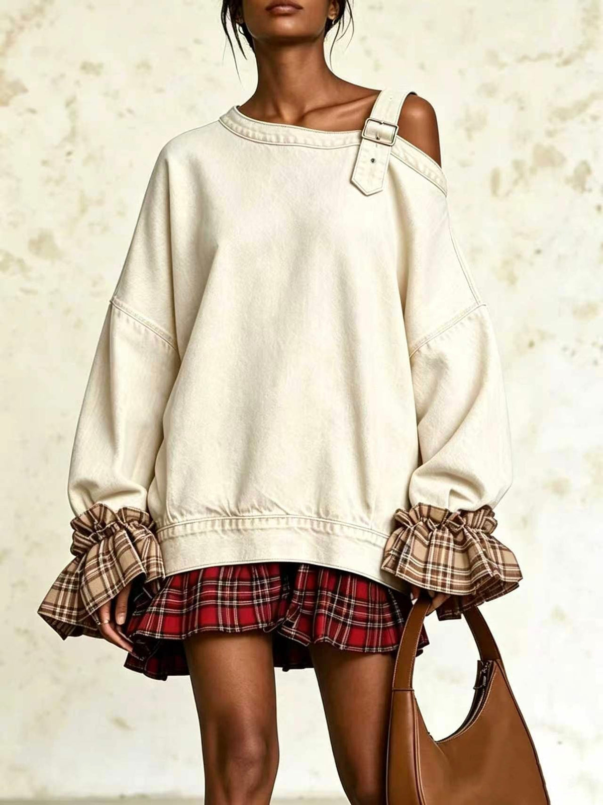 🤲LAST DAY SAVE 49% ⏰Edgy Buckle Strap Asymmetrical Denim Mini Dress
