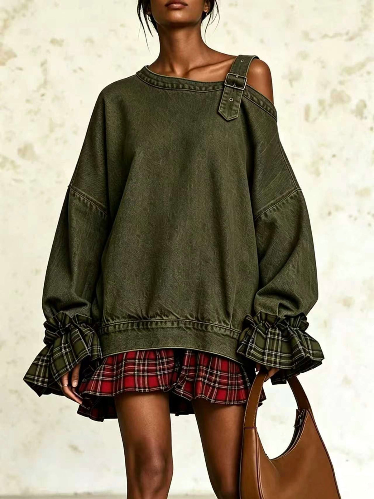 🤲LAST DAY SAVE 49% ⏰Edgy Buckle Strap Asymmetrical Denim Mini Dress