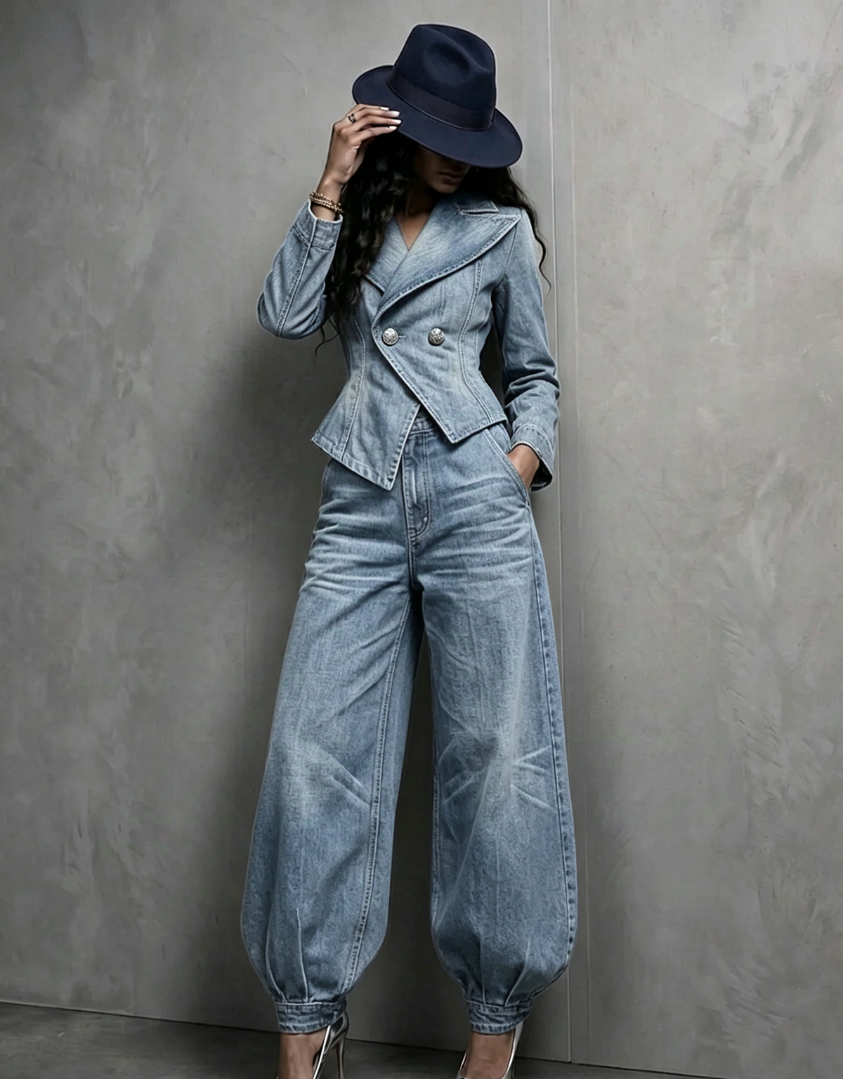 💛LAST DAY SAVE 49%🔥 Figure-Flattering Denim 2-Piece Set + FREE Hat