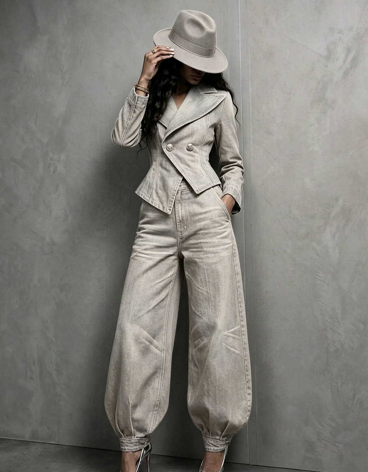 💛LAST DAY SAVE 49%🔥 Figure-Flattering Denim 2-Piece Set + FREE Hat