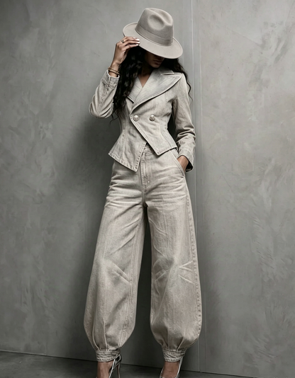 💛LAST DAY SAVE 49%🔥 Figure-Flattering Denim 2-Piece Set + FREE Hat