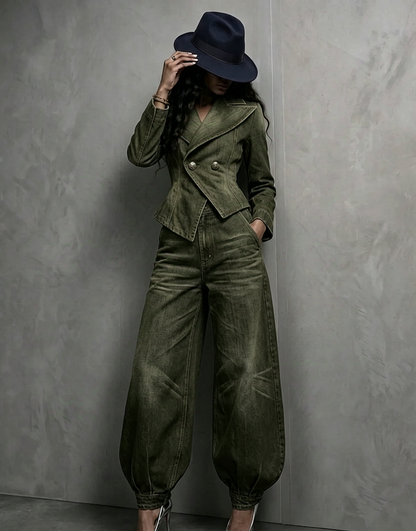 💛LAST DAY SAVE 49%🔥 Figure-Flattering Denim 2-Piece Set + FREE Hat