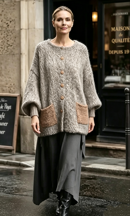 🤲LAST DAY SAVE 49% ❤️ Women’s Cozy Knit 2-Piece Set — Contrast Cardigan & Flowy Skirt