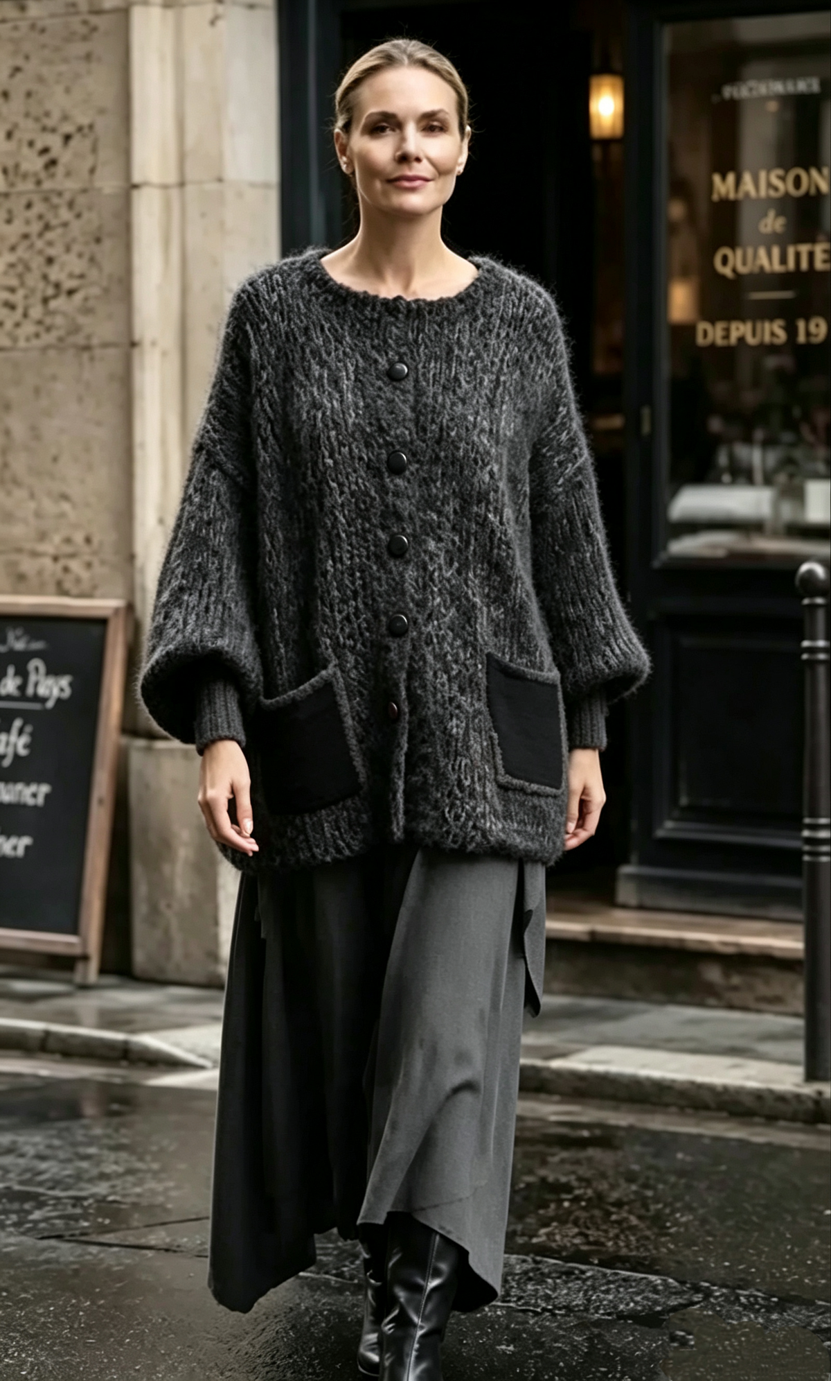 🤲LAST DAY SAVE 49% ❤️ Women’s Cozy Knit 2-Piece Set — Contrast Cardigan & Flowy Skirt