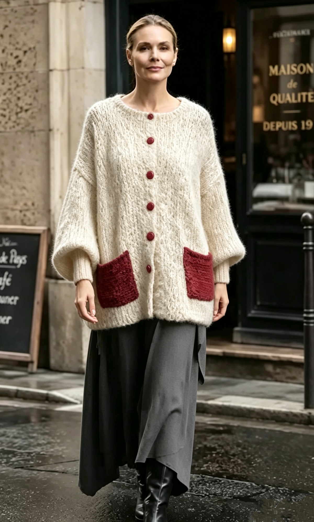 🤲LAST DAY SAVE 49% ❤️ Women’s Cozy Knit 2-Piece Set — Contrast Cardigan & Flowy Skirt