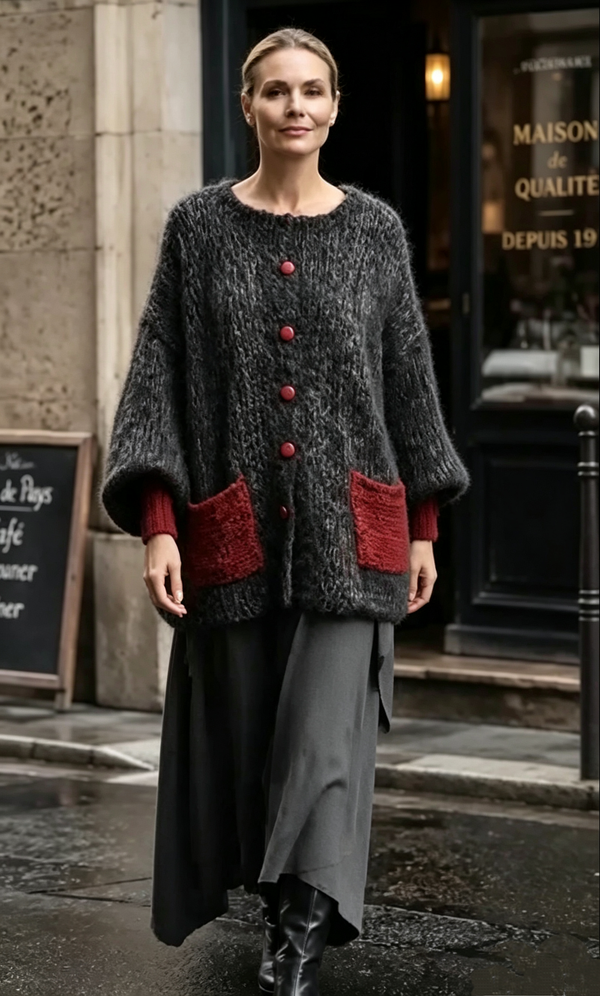 🤲LAST DAY SAVE 49% ❤️ Women’s Cozy Knit 2-Piece Set — Contrast Cardigan & Flowy Skirt