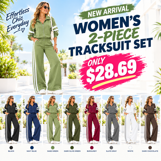 💚Women’s Two-Piece Sporty Set—Green Zipper Jacket M