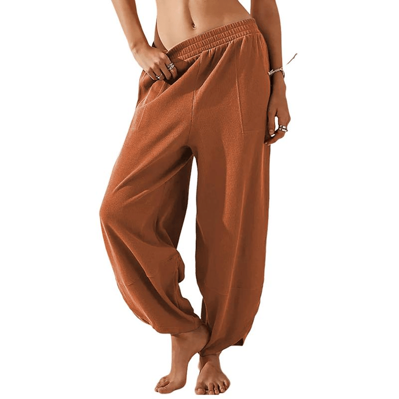 ✨✨Womens Baggy Wide Leg Pants Casual Elastic Waisted Palazzo Harem Pants with Pockets