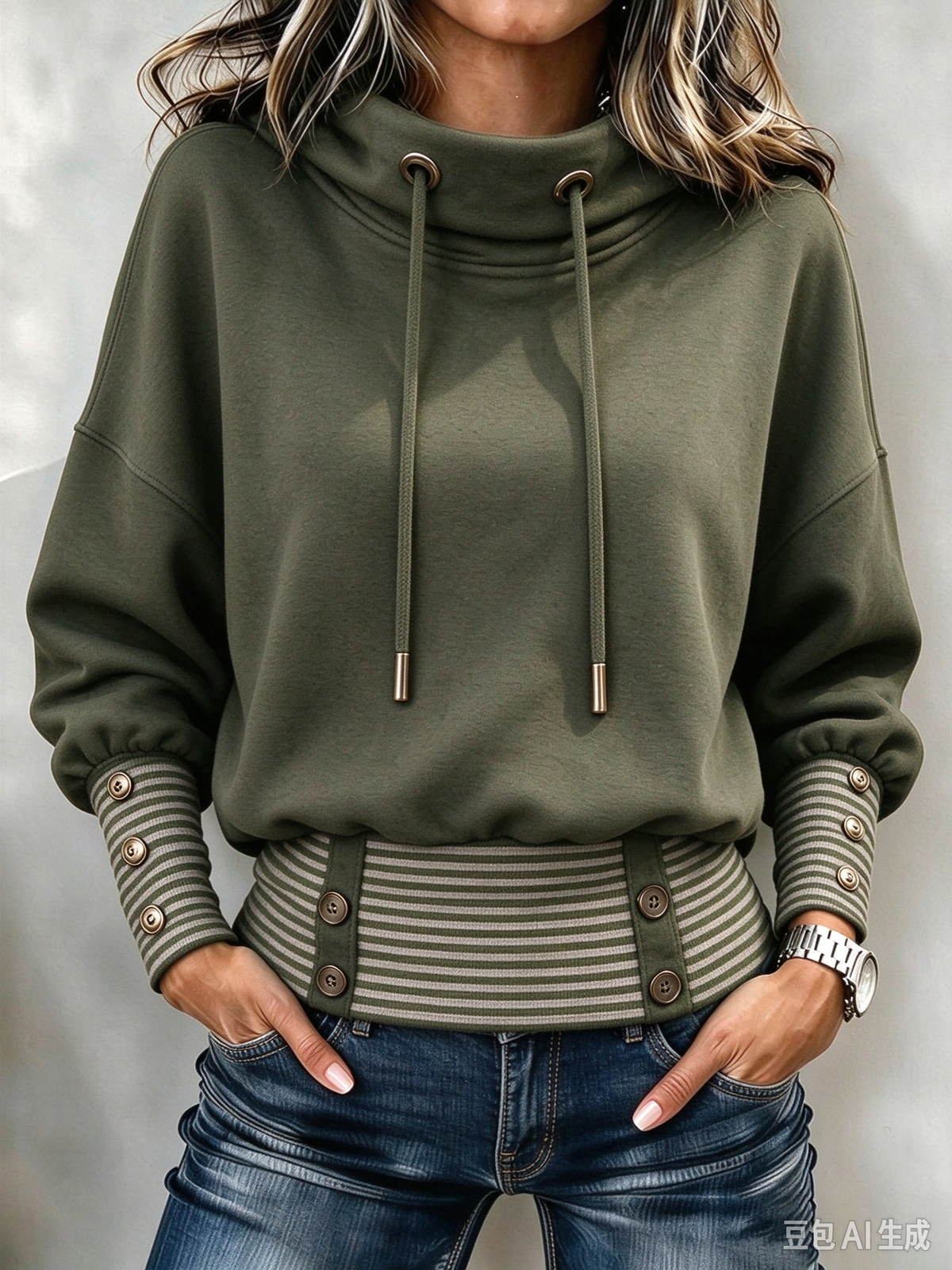 💛LAST DAY SAVE 49% ⏰Casual Stand-collar Drawstring Sweatshirt