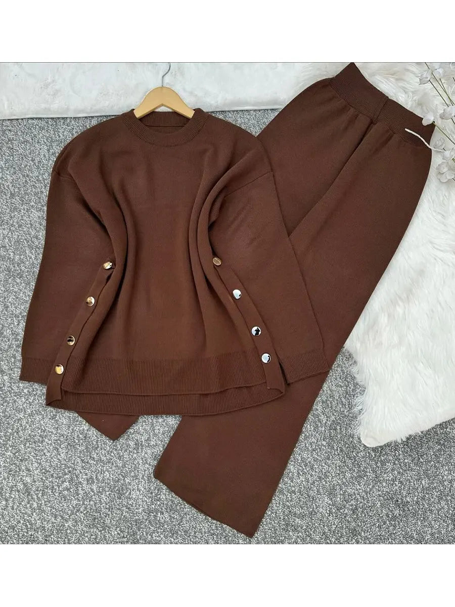 Women's Comfortable Pullover Sweater And Pants Two-piece Set